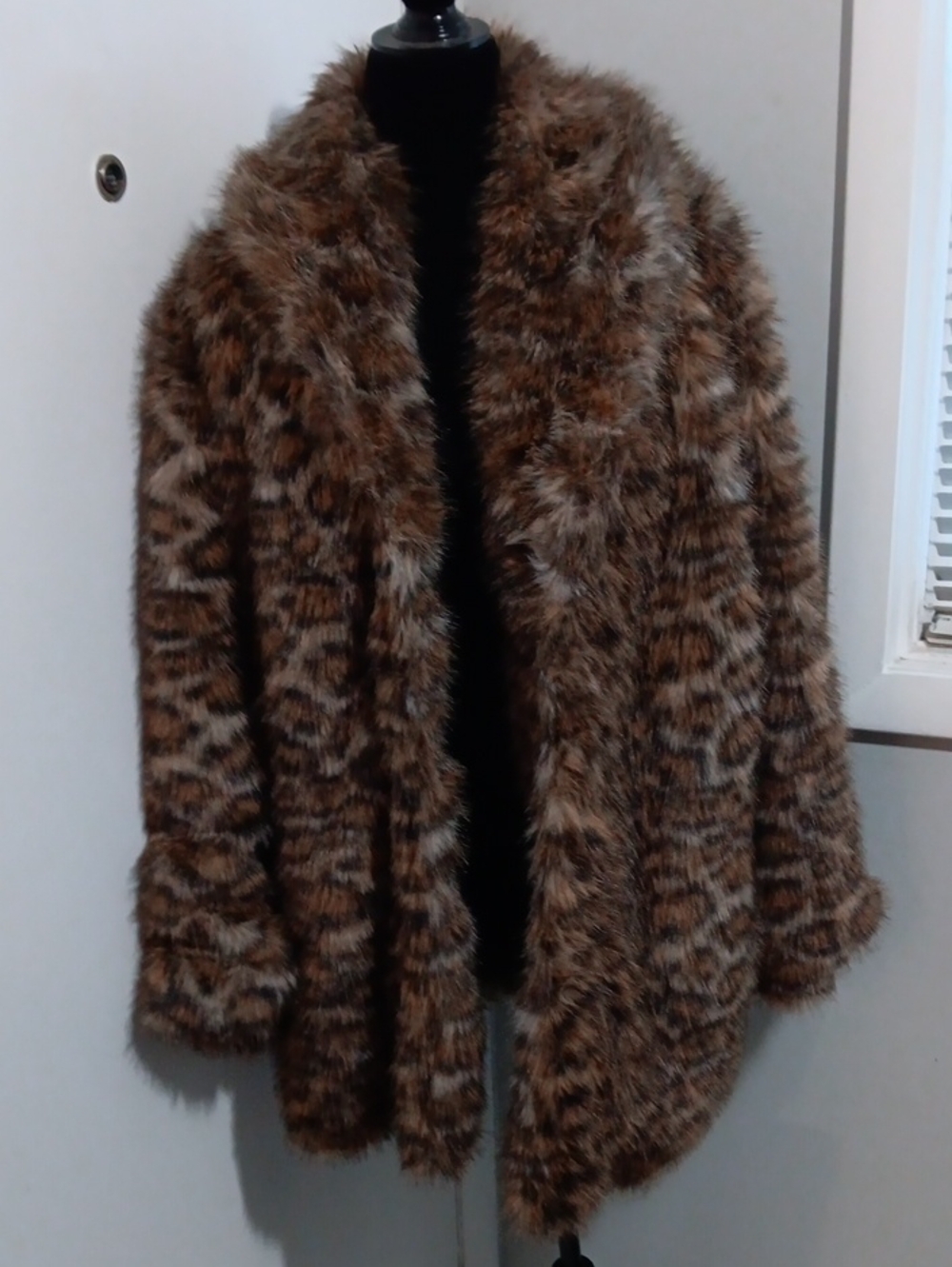 Rebecca Minkoff Leopard-Print Faux Fur Coat in Brown
